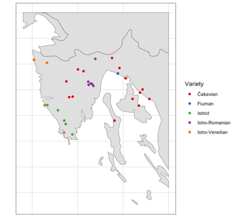 map of points included in corpus